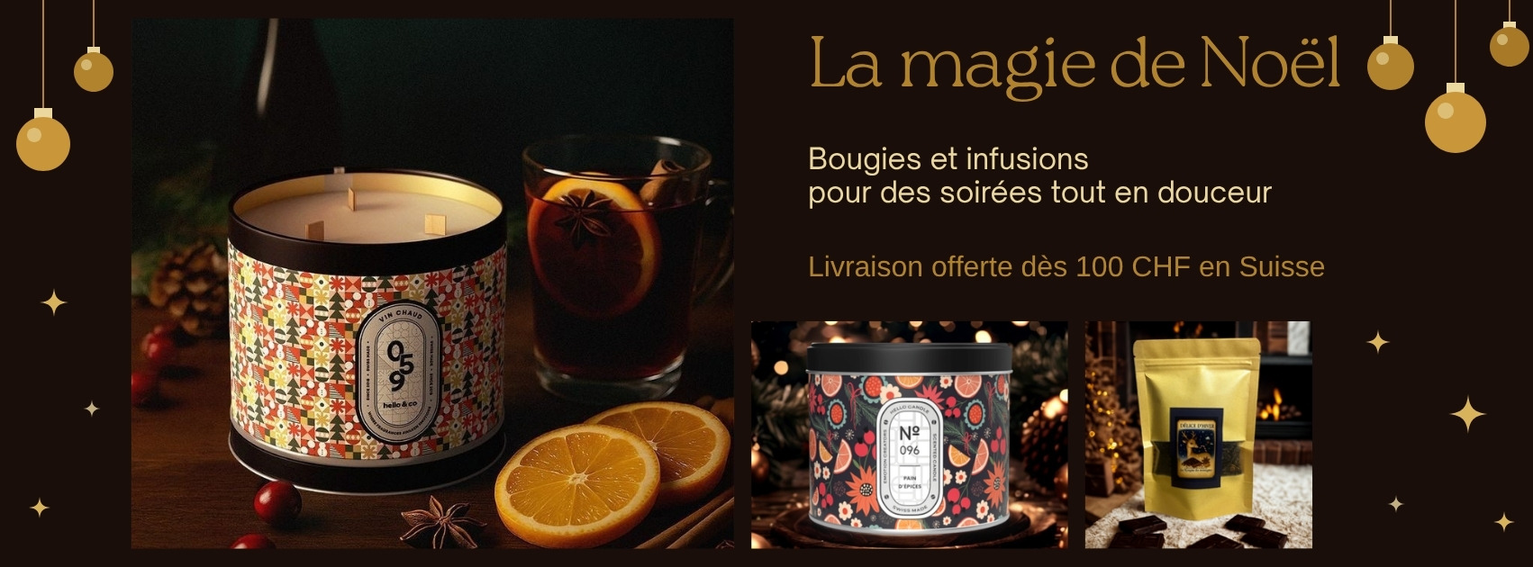 La magie de Noël : bougies suisses Hello Candle et infusions de Noël – Boutique bien-être